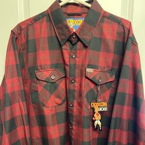 DIXXON Men's Red and Black Checkered Shirt